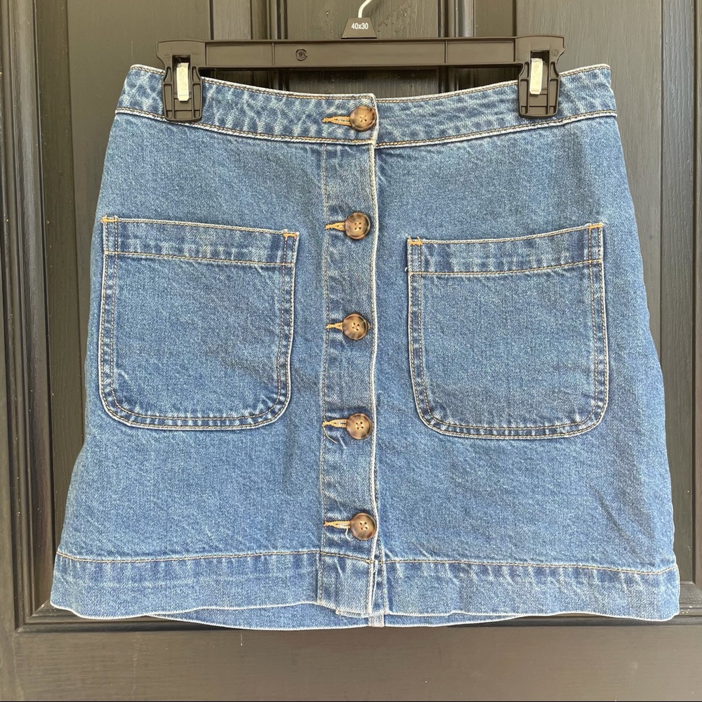 FREE PEOPLE We the Free Jean Denim Skirt with Button Front, Size 26